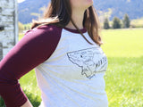 Upcycled Montana Map Baseball T-Shirt - Women's Medium