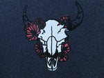 Upcycled Bison Skull Bitterroot Crown Scoop Neck Sweatshirt - Women's Small & Large