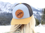 Golden Trucker Snapback Montana Hat - The Air's Fresher Up Here Gray/Blue Options