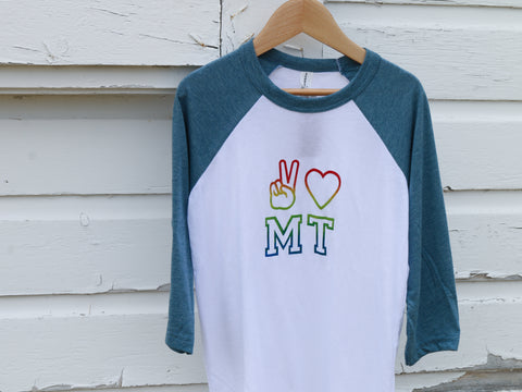 Peace Love Montana Baseball Youth T-Shirt
