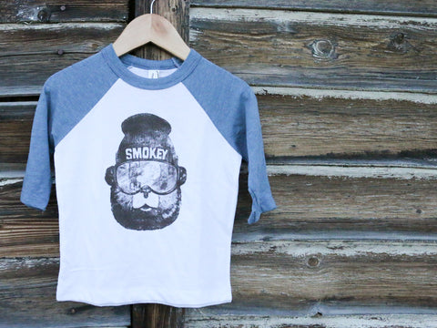 Smokey Bear Skier Baseball Youth T-Shirt