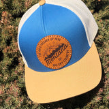 Golden Trucker Snapback Montana Hat - The Air's Fresher Up Here Gray/Blue Options