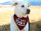 Christmas Bandana for Dogs | Merry Christmas Ya Filthy Animal | Buffalo Check Screen Printed Holiday Pet Accessory | Buffalo Plaid Seasonal