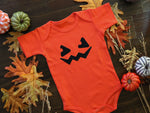 Baby T-shirt Onesie Smiling Pumpkin | Halloween Bodysuit | Jack O Lantern Costume | Fall, Autumn, Seasonal, Holiday