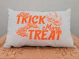 Reversible Throw Pillow | Trick or Treat | Halloween, Seasonal, Holiday, Fall | Screen printed + hand sewn | Home Decor