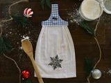 Granny's Stay Put Checkered Tea Towels | Winter Collection | Snowflake, Sled, Skis | Kitchen Accessories